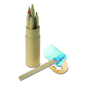 Colour pencil set, pencil sharpener blue