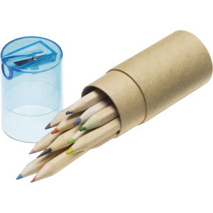 Colour pencil set with pencil sharpener blue