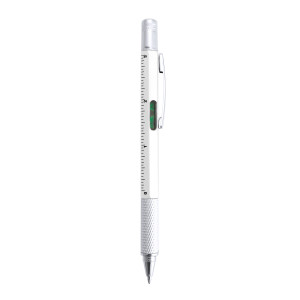 Multifunctional ball pen, ruler, spirit level, screwdriver white