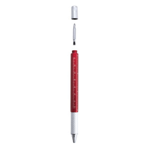 Multifunctional ball pen, ruler, spirit level, screwdriver red