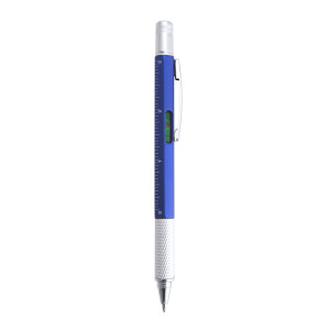 Multifunctional ball pen, ruler, spirit level, screwdriver blue