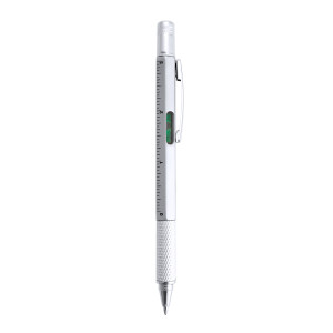Multifunctional ball pen, ruler, spirit level, screwdriver silver
