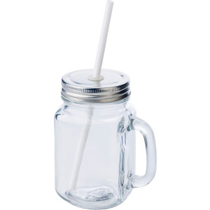 Drinking jar 480 ml with straw neutral