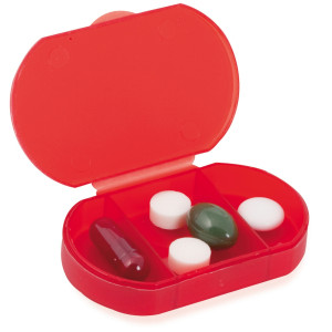 Pill box with 3 compartments red