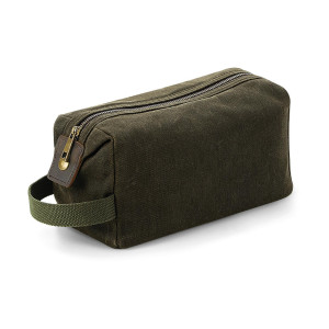 Heritage Waxed Canvas Wash Bag Olive Green One Size