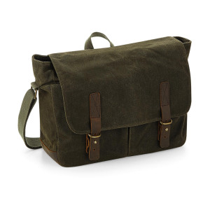 Heritage Waxed Canvas Messenger Olive Green One Size