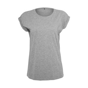 Ladies Extended Shoulder Tee Heather Grey XS