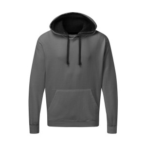 Contrast Hooded Sweatshirt Men Grey/Black 3XL