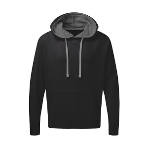 Contrast Hooded Sweatshirt Men Black/Grey 2XL