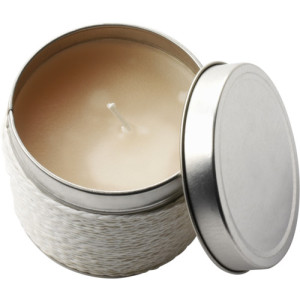 Tin with scented candle Zora white