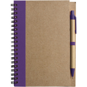 Wire bound notebook with ballpen. Stella purple
