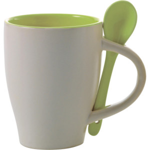 Ceramic mug with spoon Eduardo lime