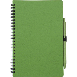 Wheat straw notebook with pen Massimo green