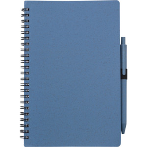 Wheat straw notebook with pen Massimo blue