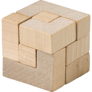 Wooden cube puzzle Amber brown