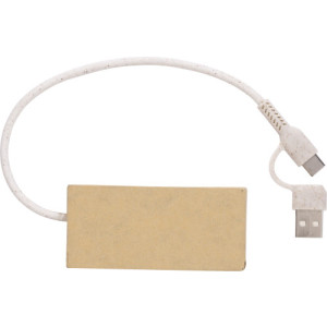Aluminium and recycled paper USB hub Paulo brown