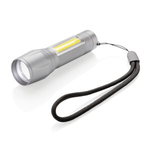 LED 3W focus torch with COB, grey