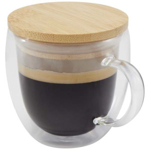 Lenora 250 ml glass cup with bamboo lid Transparent clear