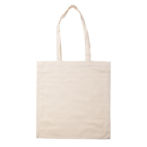 COTTON LONG shopping bag from cotton, beige Beige