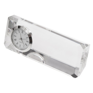 CRISTALINO CLOCK paperweight with table clock,  transparent Transparent