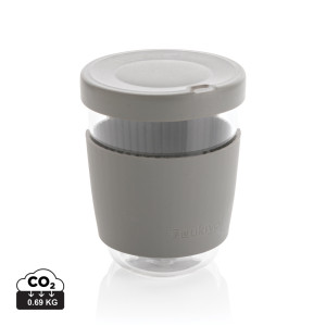 Ukiyo borosilicate glass with silicone lid and sleeve grey