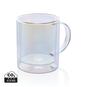 Deluxe double wall electroplated glass mug transparent